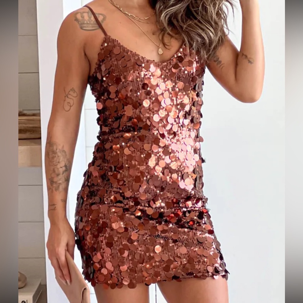 BEAUTIFUL BIG SEQUIN COPPER DRESS!!!!!!!